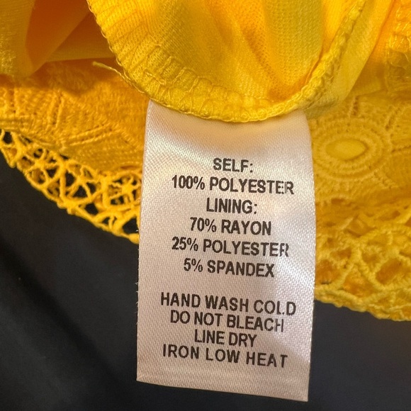 Lulus Spaghetti Strap Yellow Laced Dress Size L - Picture 6 of 6